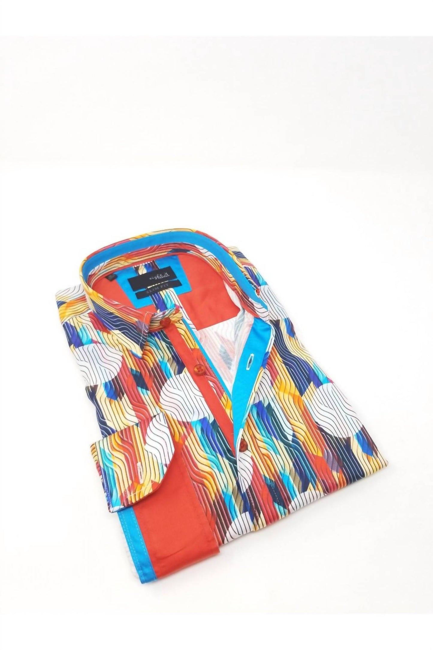 Retro Circles Design Button Down Shirt With Trim