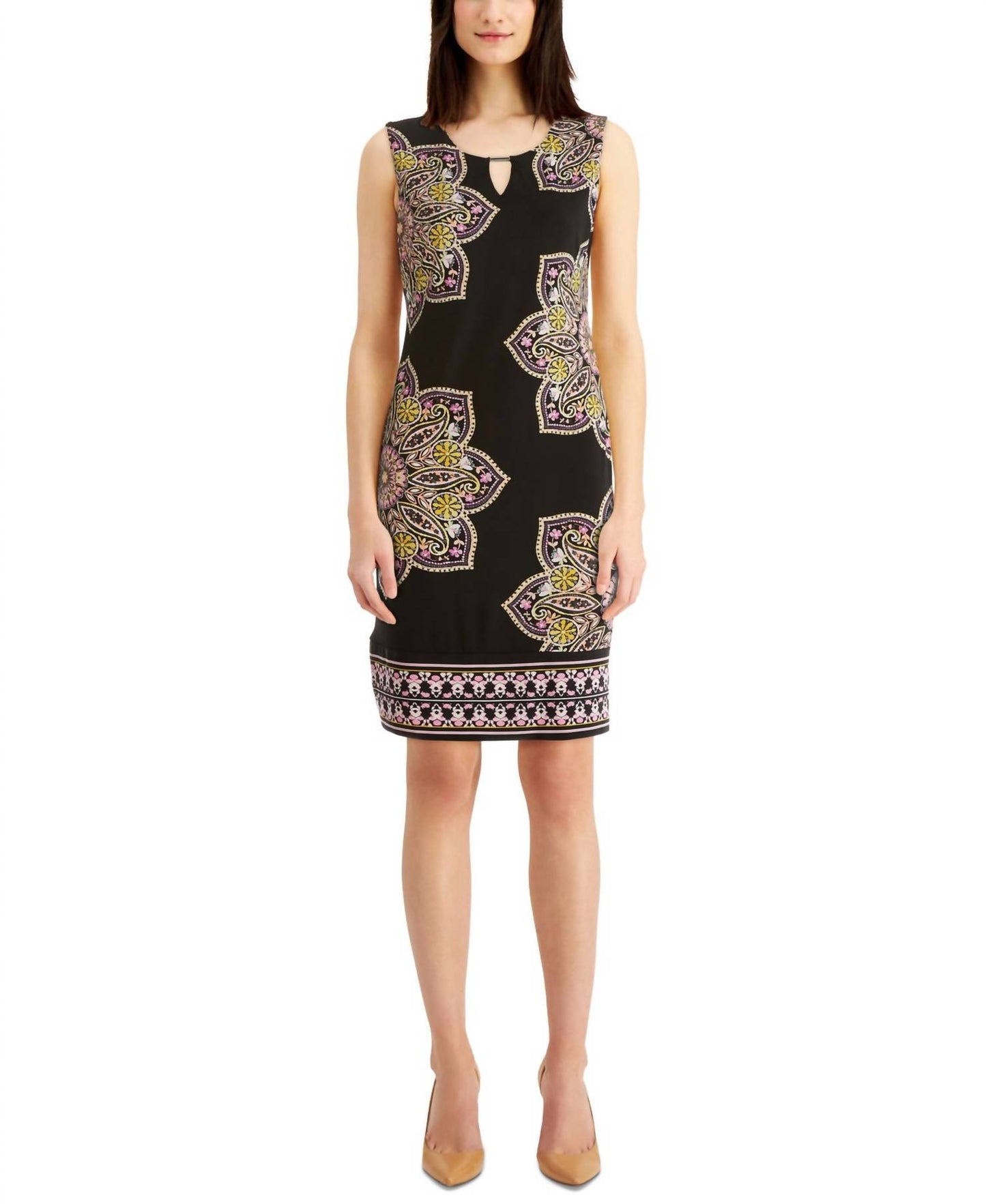 Women's Printed Sheath Dress - Petite