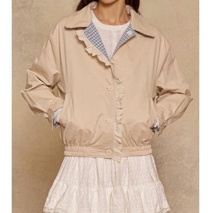Reversible Gingham Ruffle Jacket