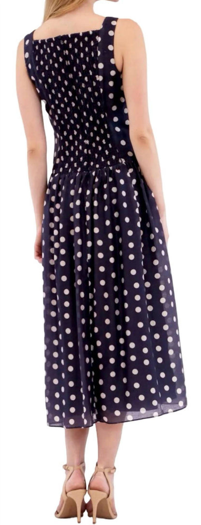 Square Neck Dot Midi Dress