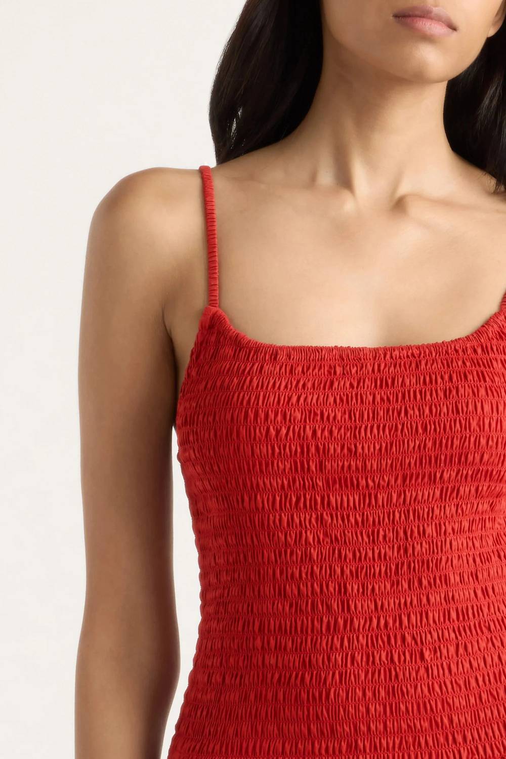 Venus Smocked Organic Cotton Midi Dress