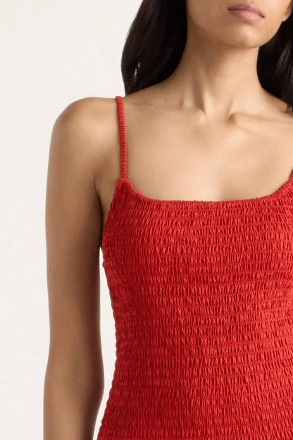 Venus Smocked Organic Cotton Midi Dress
