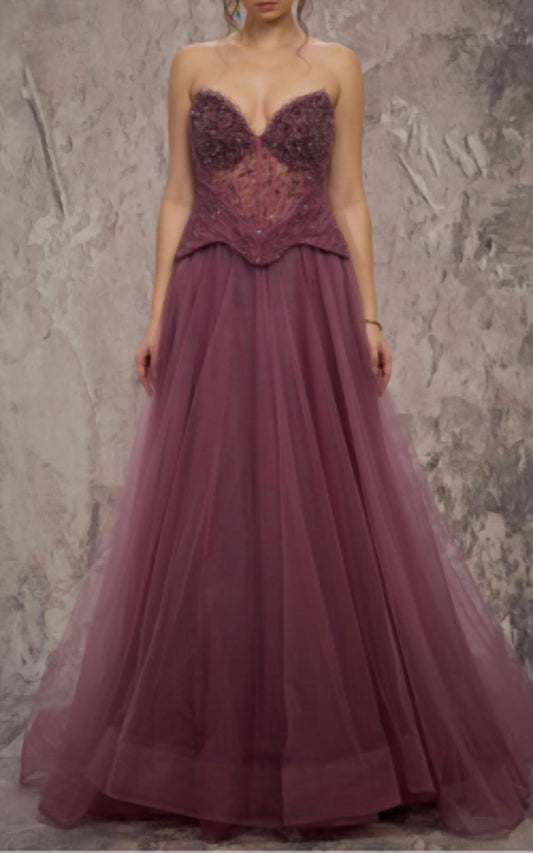 Beaded Sweetheart Organza Gown