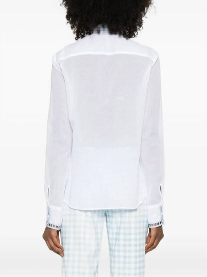 Embroidered Button Front Top