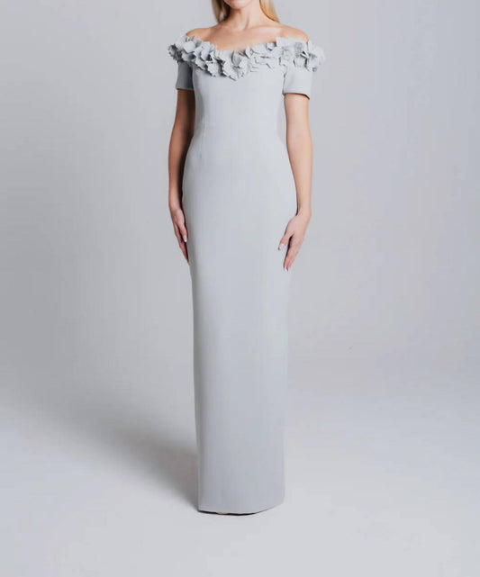 Off Shoulder V-neck Gown With Magnolias