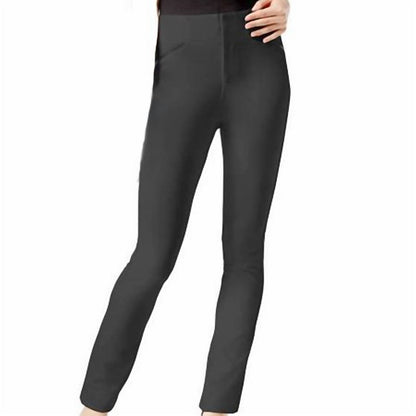 Women's Faux Leather Trim Casual Trouser Pants