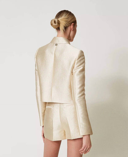 Short brocade jacquard jacket