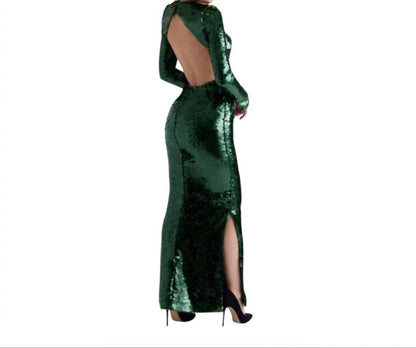 Belle Pine Sequin Open Back Maxi Dress