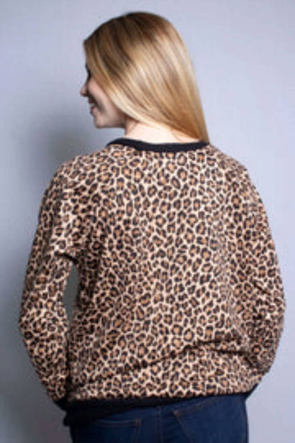 Women's Animal Print Raglan Top