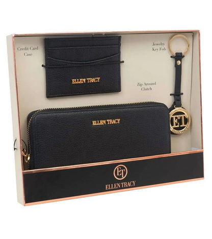 Ellen Tracy - Women's 3 Piece Wallet, Id Card Case, & Key Fob Boxed Gift Set - Rack Hunt