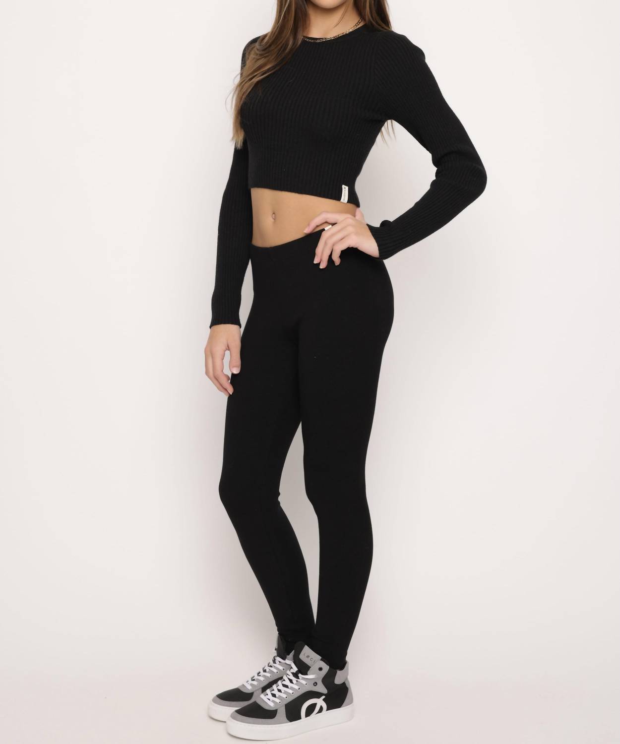 Girls' Ribbed Long Sleeve Cropped Tee
