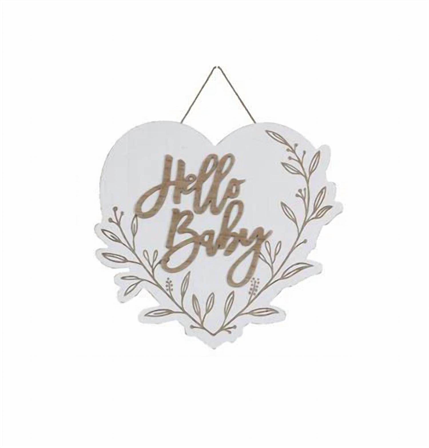 Young's Inc - Hello Baby Wood Heart Wall Sign - Rack Hunt -