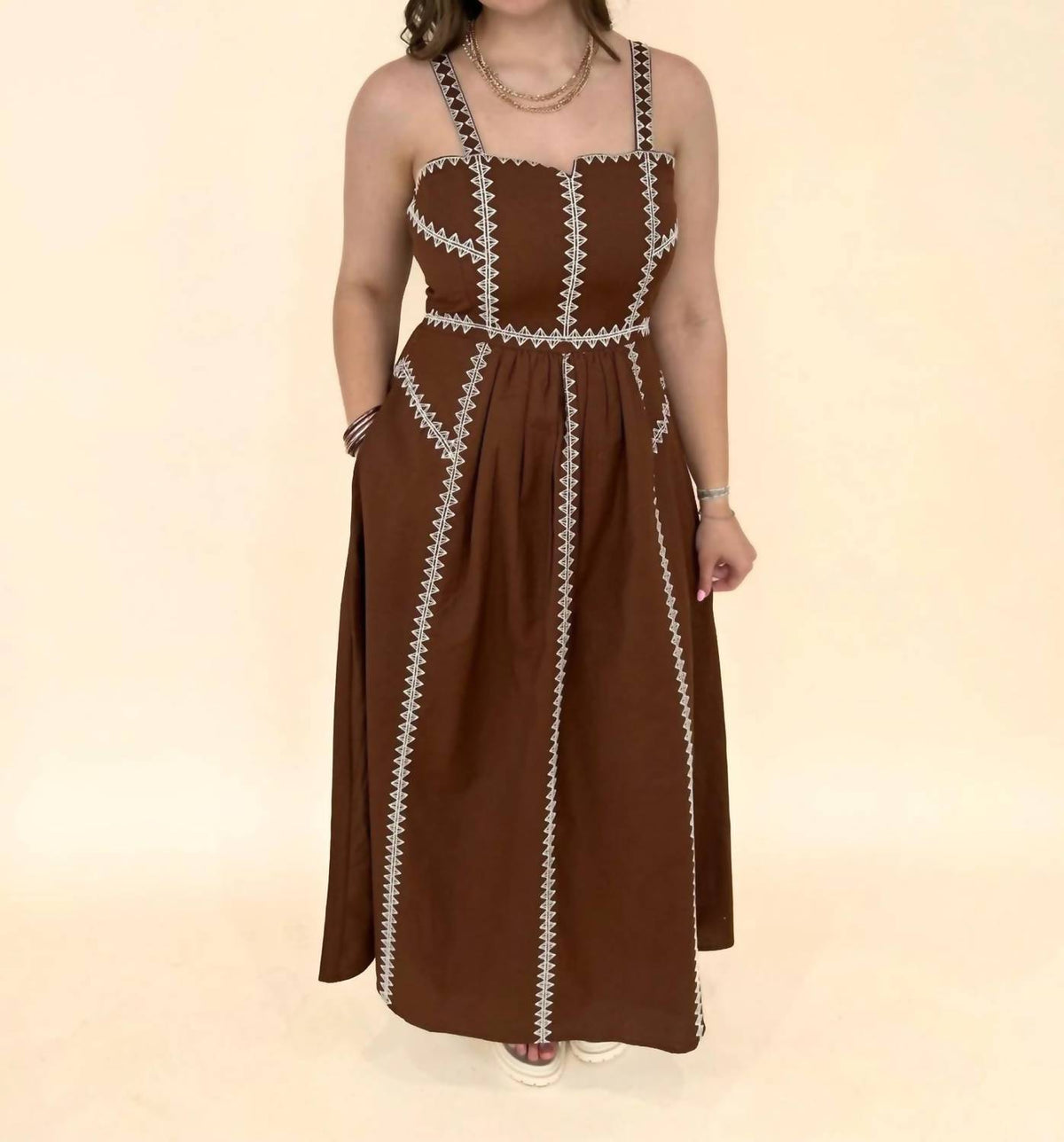 Ayla Fable Contrast Stitch Maxi Dress