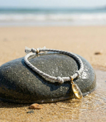 Women's Oval Gemstone Cord Bracelet
