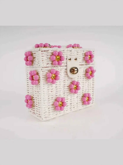 Women's Wicker Bucket Flower Bag
