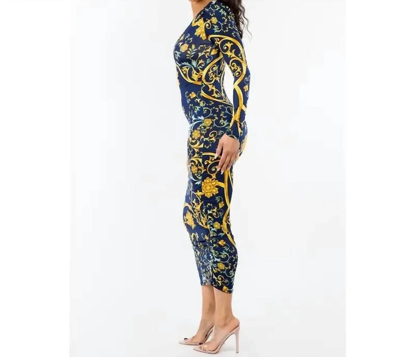 Let's go Uptown - Ruched Lined Double Layer Midi Dress - Rack Hunt