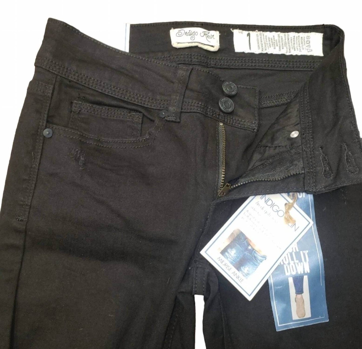 Indigo Rein - Juniors Mid Rise Ripped Ankle Skinny Jeans - Rack Hunt -