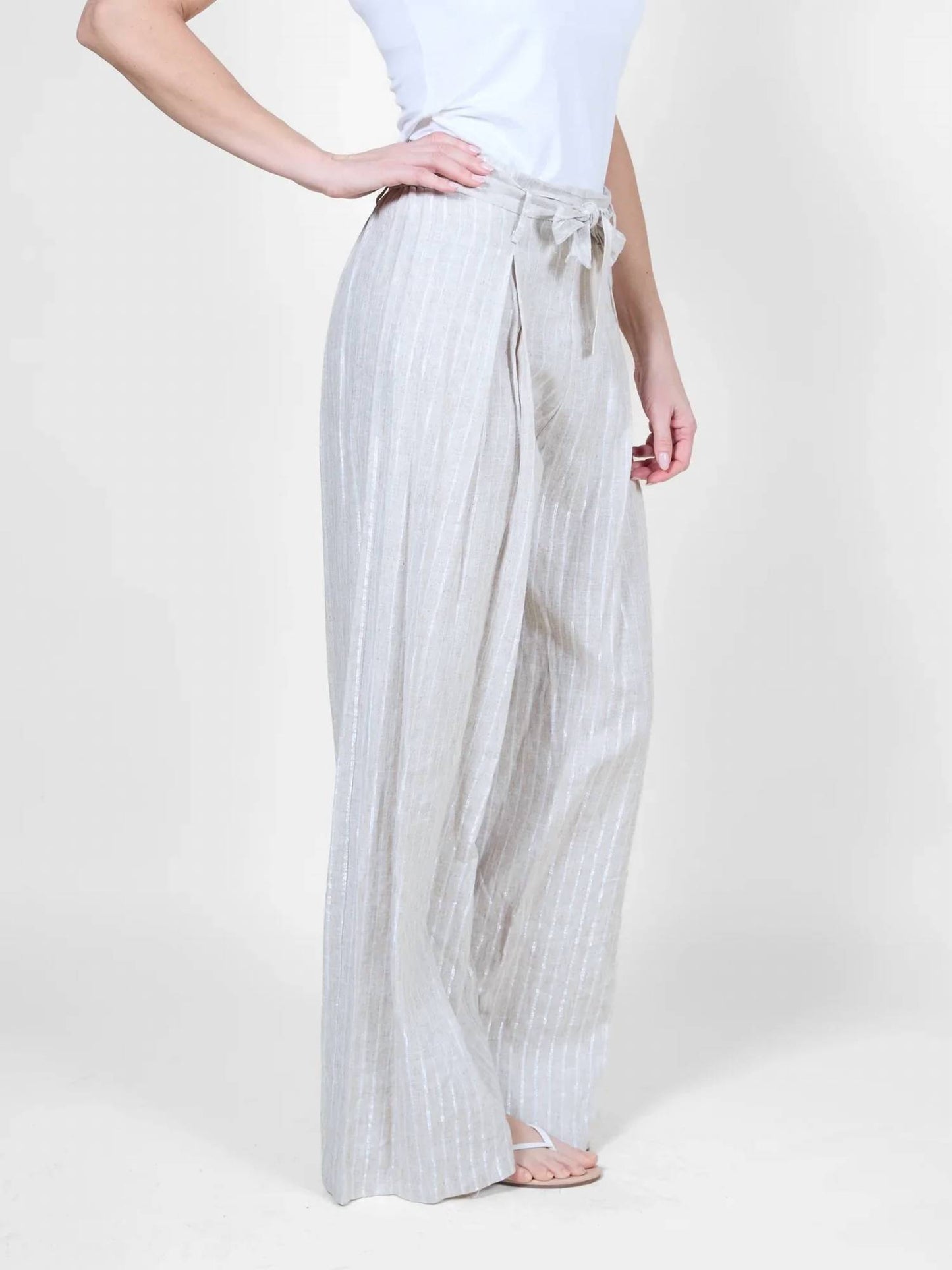 Melange High Waisted Wide Leg Pants