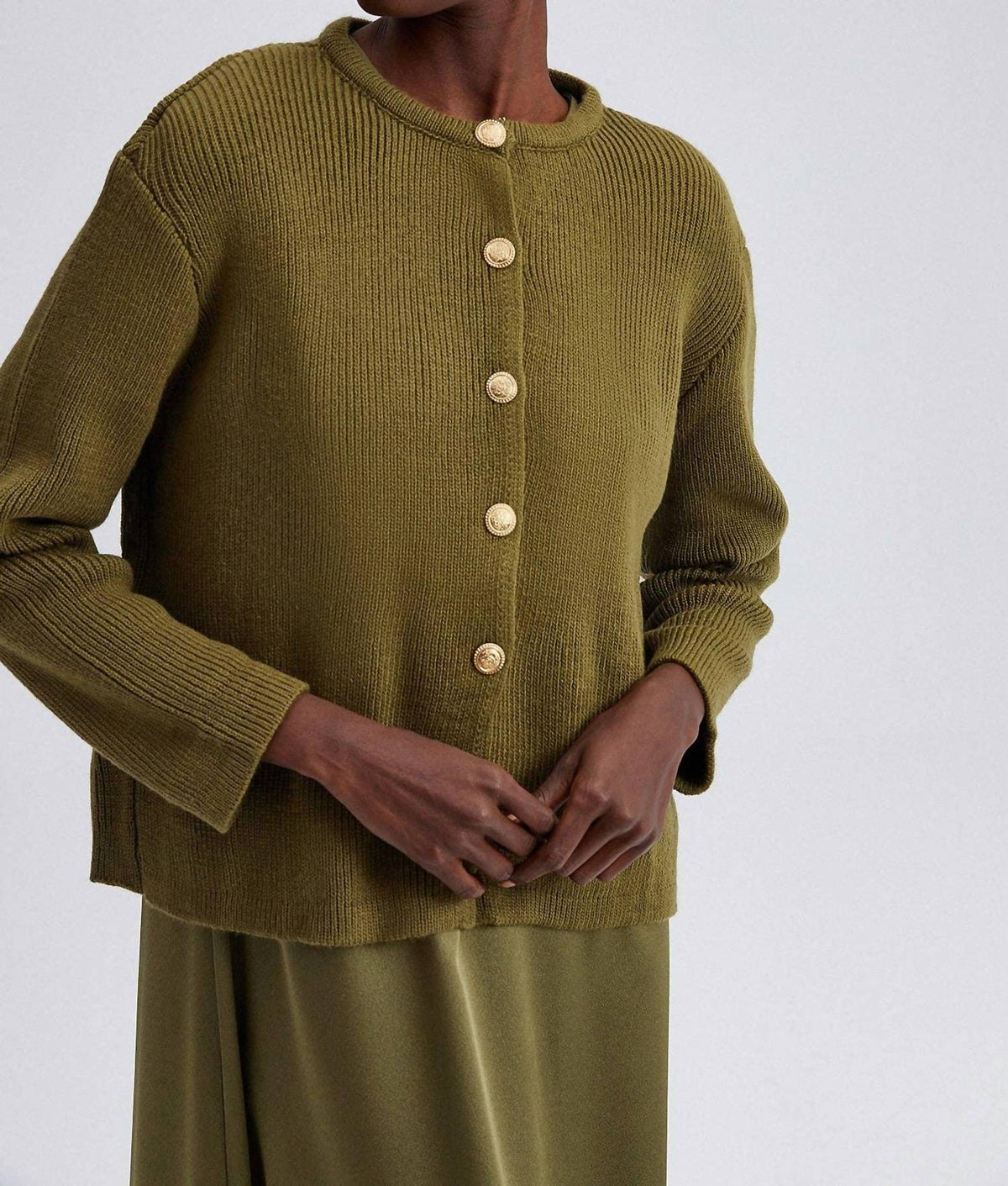 Crewneck Knit Cardigan