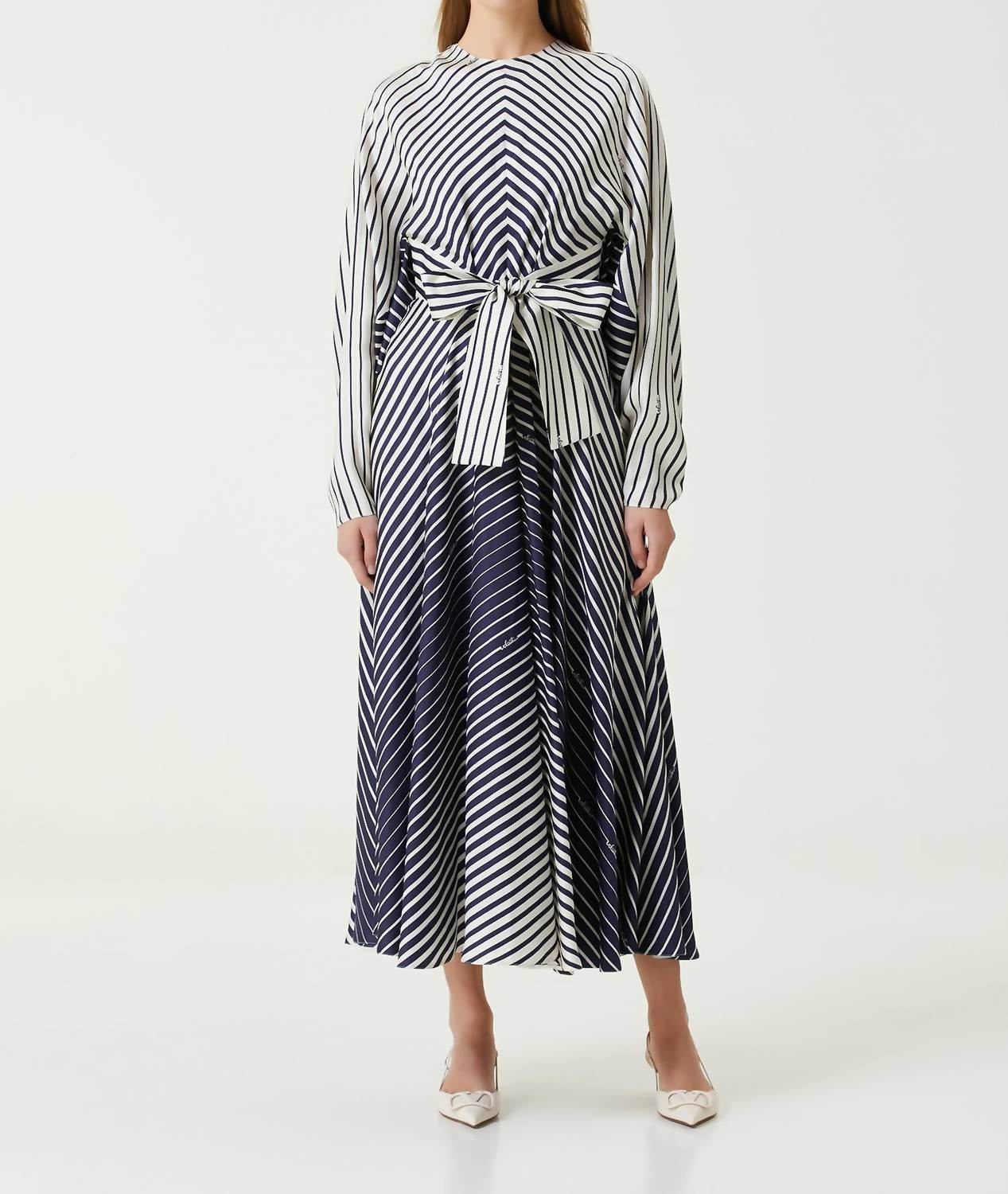 Valentino - Striped Maxi Silk Dress - Rack Hunt