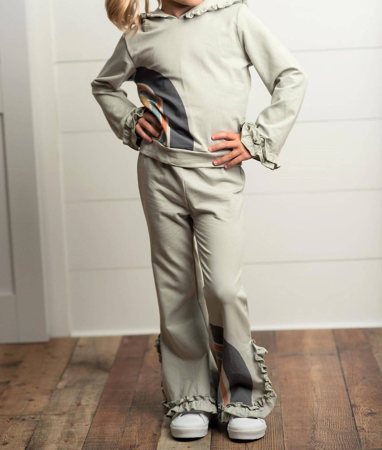 Sage Rainbow Hooded Fall Sweatsuit Lounge Set
