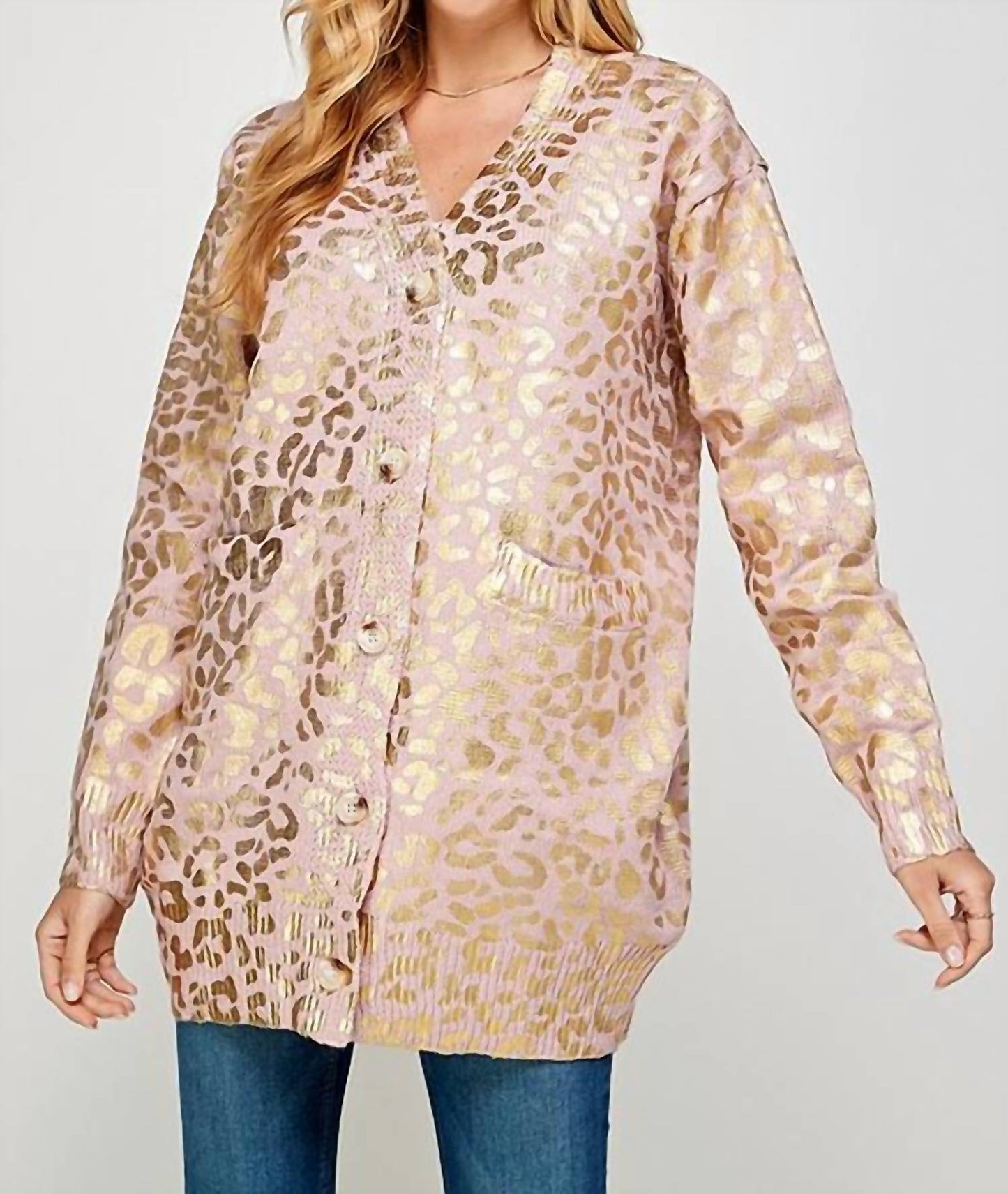 Foil Animal Print Long Cardigan