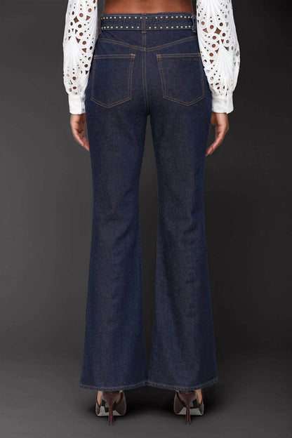 Studded Belt Flare Jeans