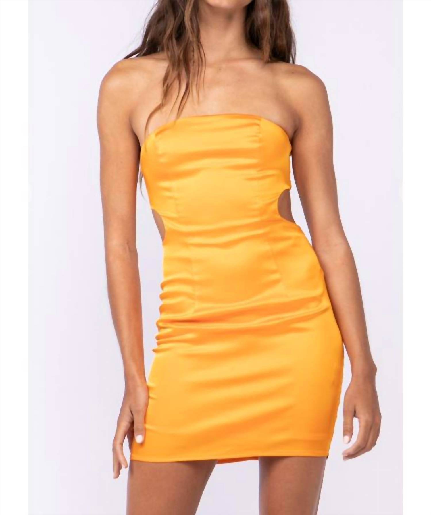 Cason Couture - The Lyla Satin Strapless Cutout Ruched Mini Dress - Rack Hunt -