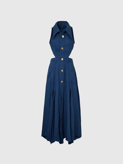 Cotton Cutout Sleeveless Maxi Dress