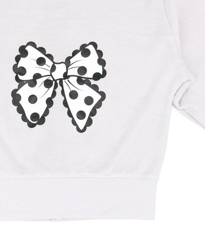 Girl's Polka Dot Bow Zip Hoodie