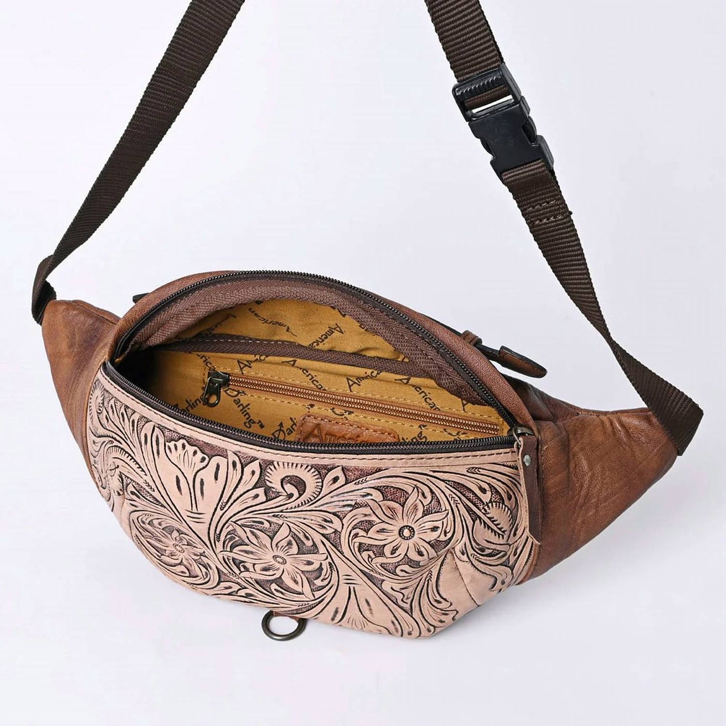 Women's Floral Leather Fanny Pack Sling Bag