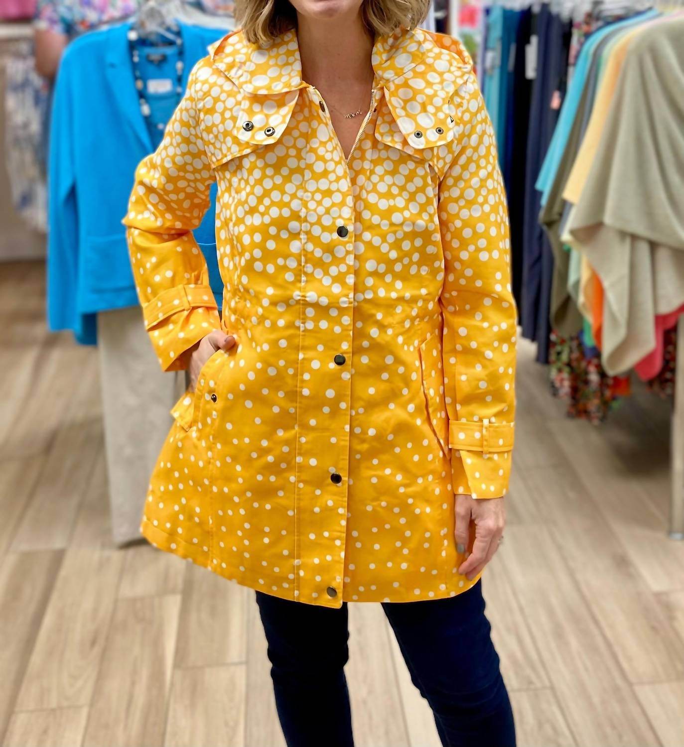 Oopera - Dots Hooded Long Sleeve Rain Jacket - Rack Hunt -