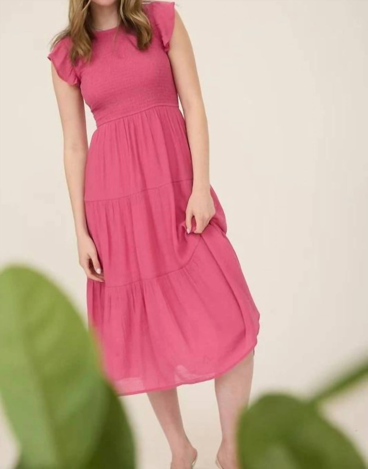 Smocked Tiered Midi Dress