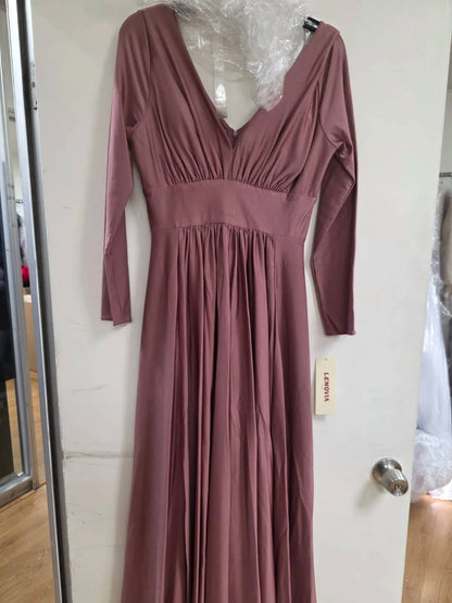 Stretchy Long Sleeve Mother Of The Bride Formal Gown