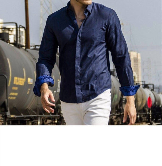Jacquard Button Down Shirt With Paisley Flocking
