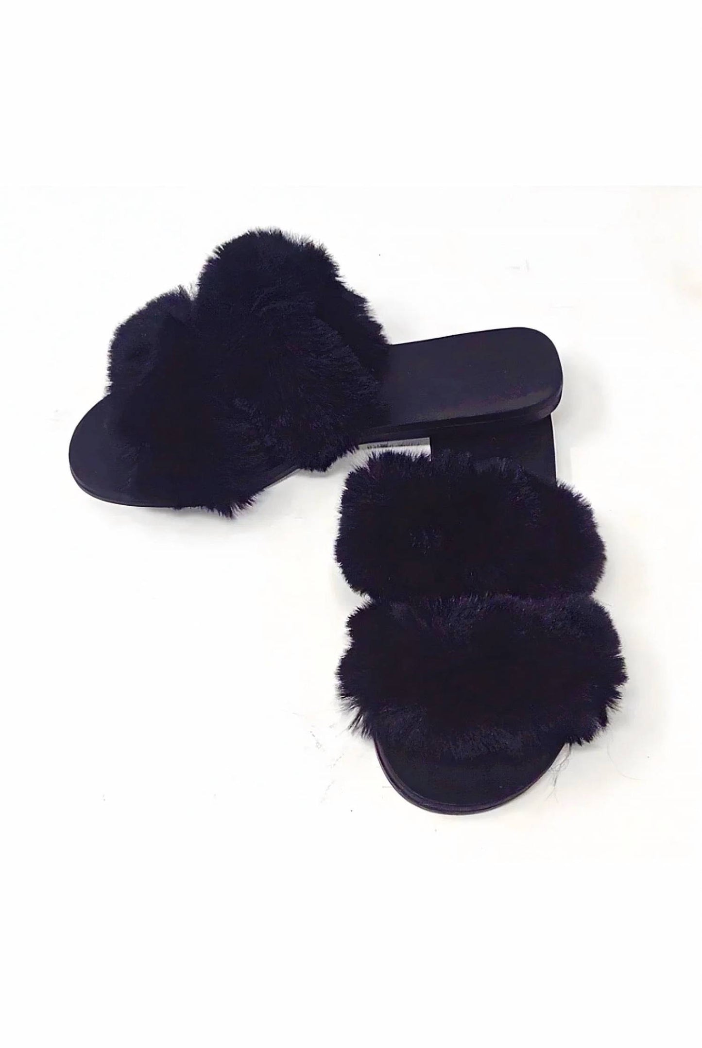 Women's Full Moon-15 Double Fur Strap Slides