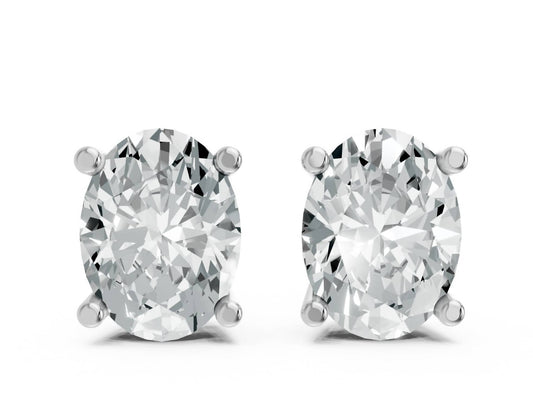 Women's Oval Shape 4 Prong Push Back Studs