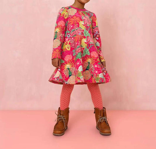Girl's Dasha Long Sleeve Printed Dress