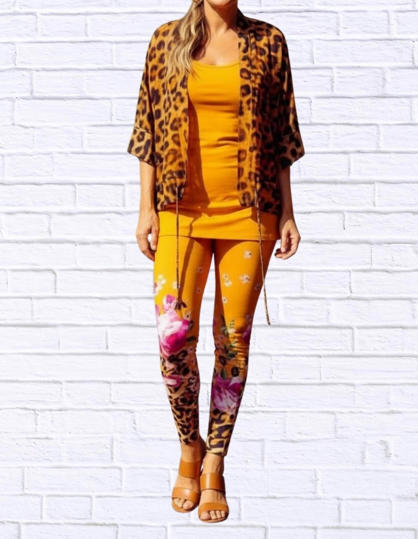 Calypso - Daniela Sienna Print Stretch Knit Leggings - Rack Hunt -