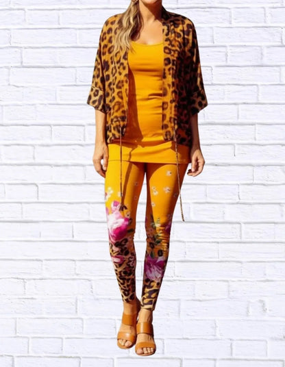Calypso - Daniela Sienna Print Stretch Knit Leggings - Rack Hunt