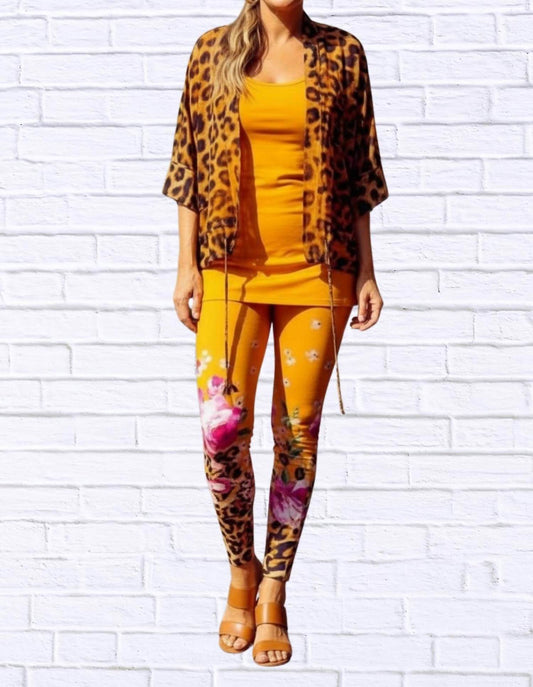 Calypso - Daniela Sienna Print Stretch Knit Leggings - Rack Hunt -