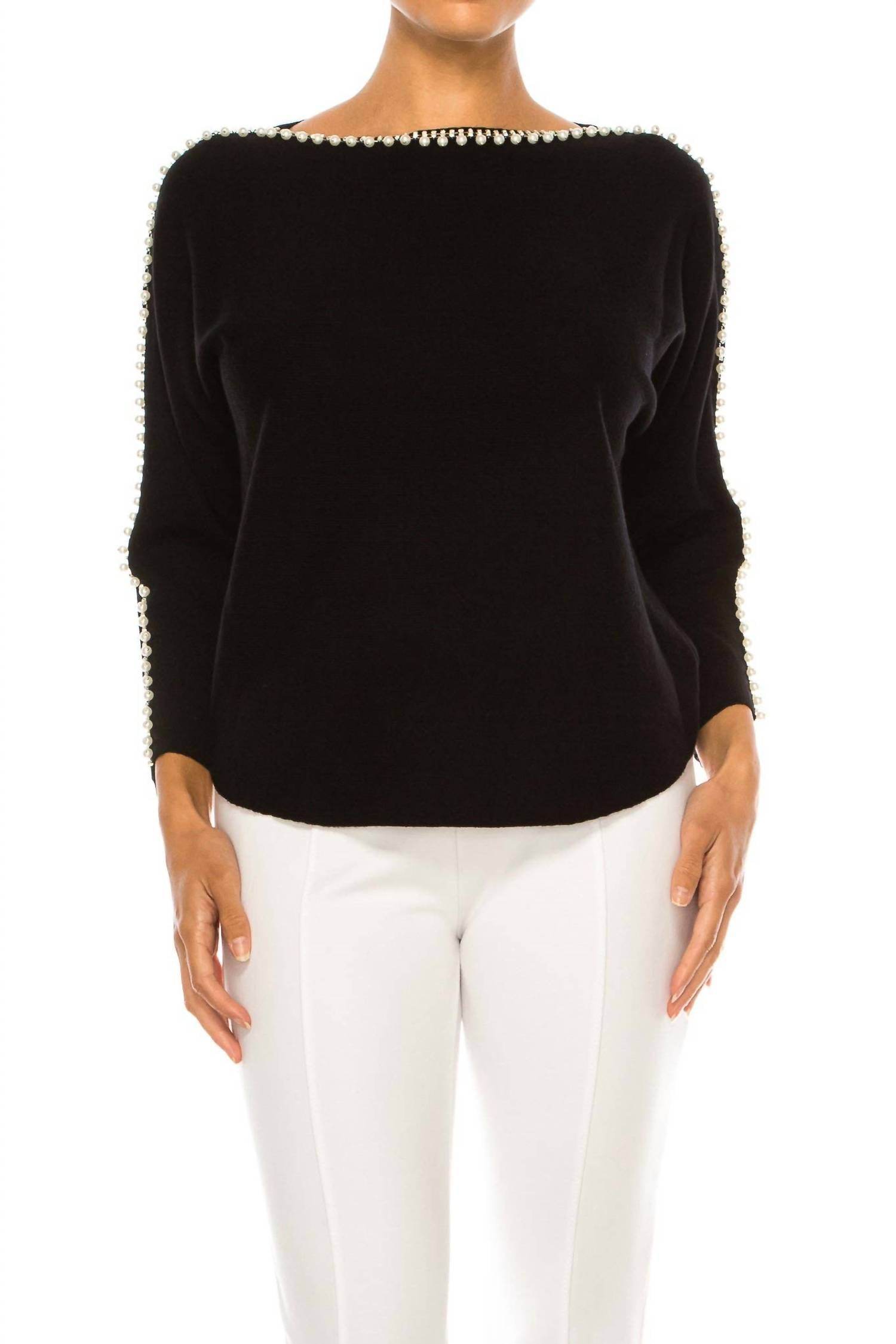 New Yorker's Apparel - Liv Rhinestone Pearl Sweater - Rack Hunt -