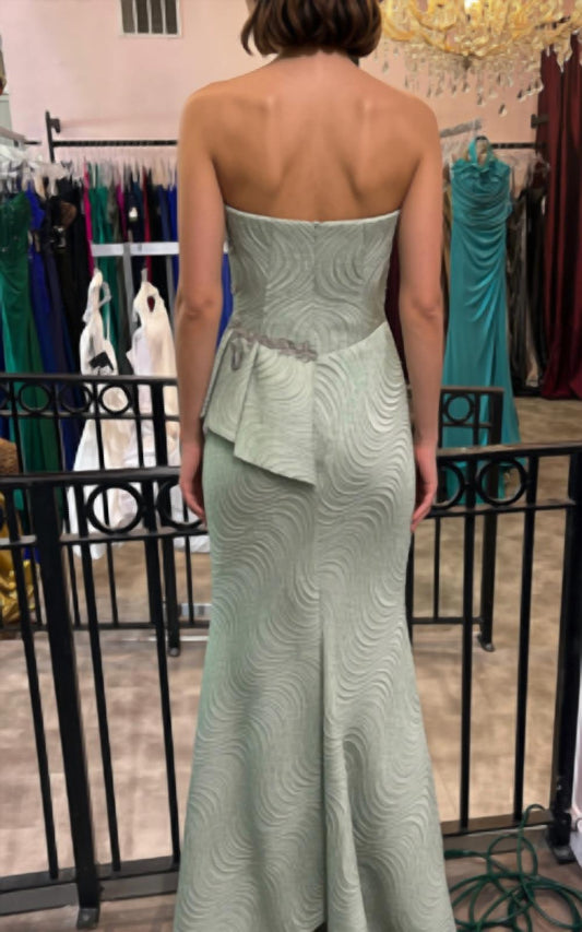 Strapless Sequin Beading Design Gown