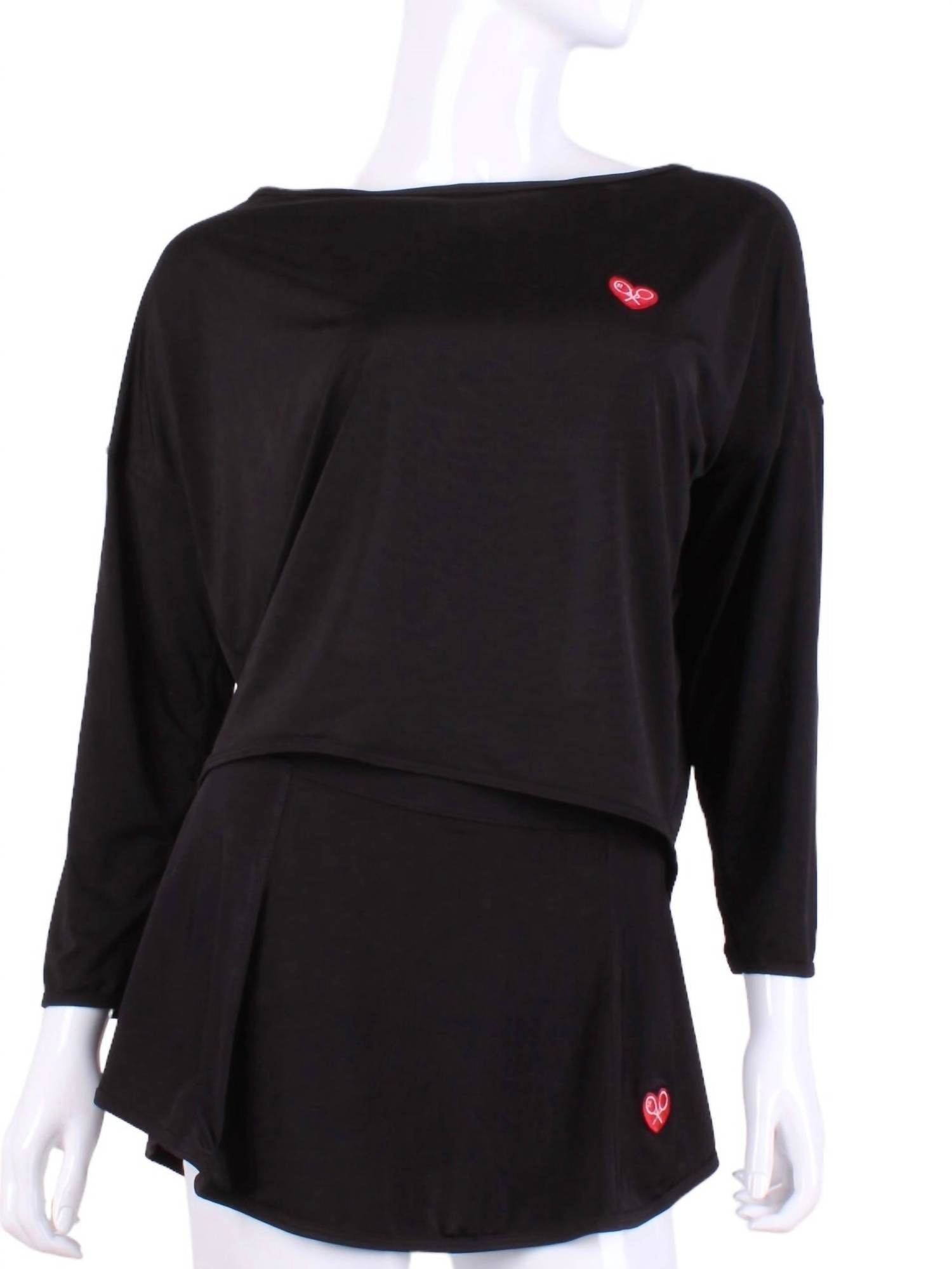 Love Love Tennis - Women's Long Sleeve Boat Neck Top - Rack Hunt