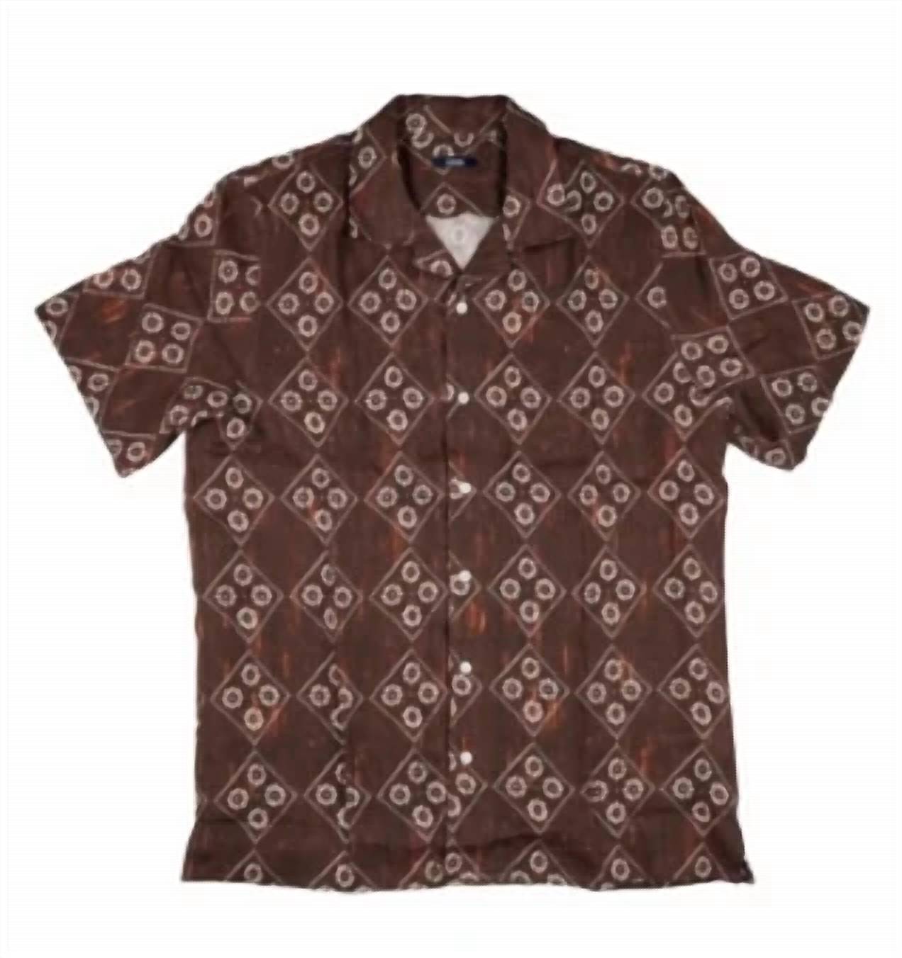 Men's Short Sleeve Linen Camp Collar Shirt