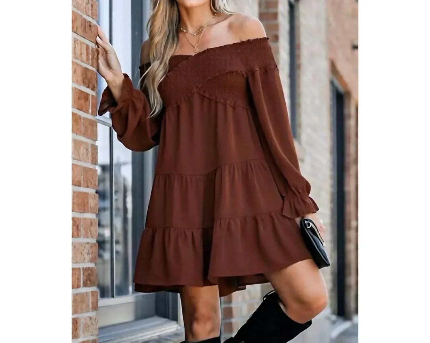 Cupshe - Boho Crisscross Off Shoulder Mini Dress - Rack Hunt