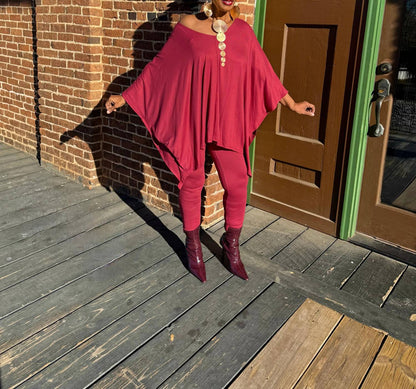 V-neck Top & Leggings 2-piece Set