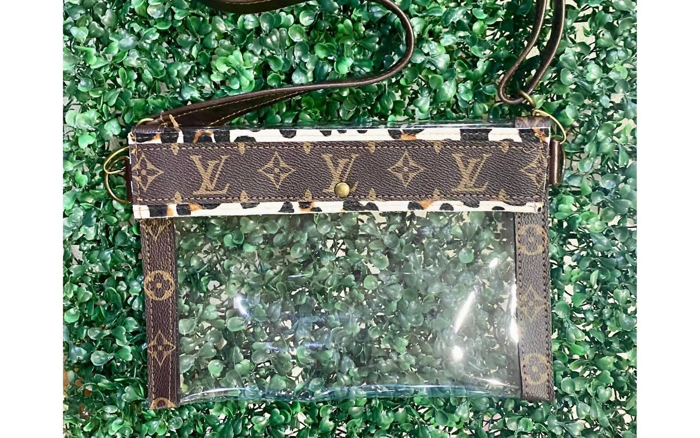 Women's Leopard Trim Stadium Crossbody Bag