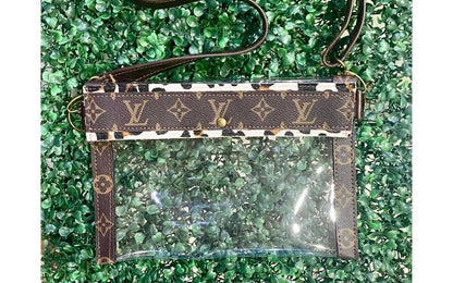 Women's Leopard Trim Stadium Crossbody Bag