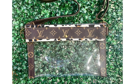Women's Leopard Trim Stadium Crossbody Bag